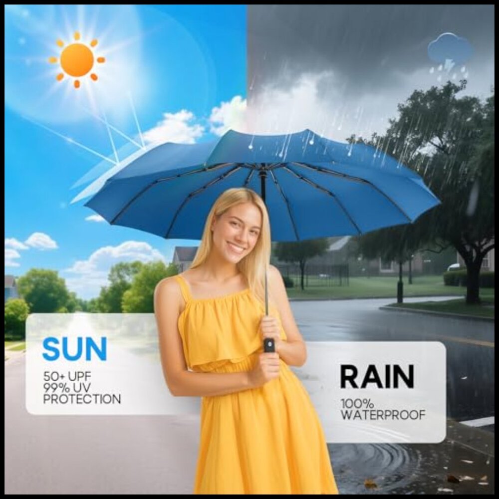 Windproof Travel Umbrella Automatic Open Close Co… - image 5